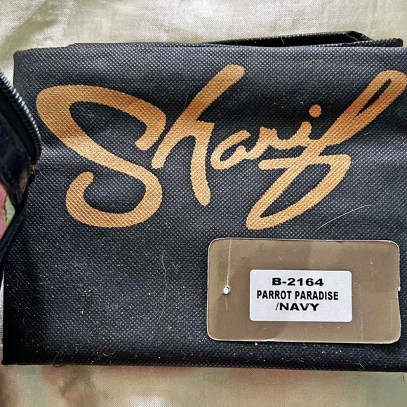 SATCHEL, LEATHER HANDPAINTED MULTICOLOUR PARROTS, TOP DOUBLE ZIP CLOSURE, REMOVA - Picture 9 of 14